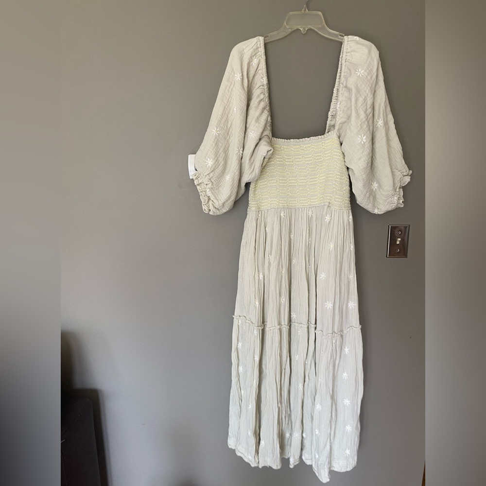 FREE PEOPLE • Rare • Dahlia Embroidered Maxi Dress In Lime Soda Green Size Large - Picture 5 of 10